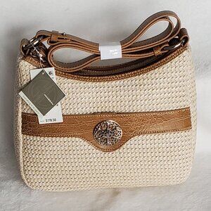 NWT Gianni Bernini Filigree Straw Crossbody bag color- natural